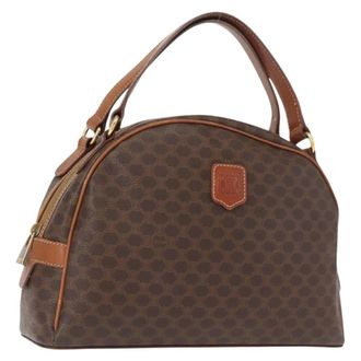 Celine Vintage Macadam Canvas And Leather Brown Canvas Handbag (Pre-Owned)