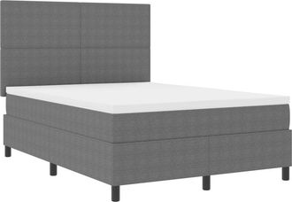 vidaXL Box Spring Bed with Headboard Light Grey and White 140 x 200 cm vidaXL