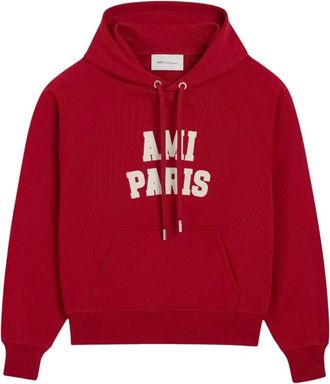 Ami Hoodie met vilten borduursel - Heren - Hoodies - Rood - L - Katoen - Hoodies & sweatvesten
