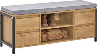 SoBuy Banco Zapatero Banco De Almacenamiento Con 2 Estantes Abiertos Y 4 Cajones 110 X 35 X 45 Cm Fsr149-n Sobuy Es