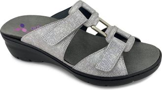 Helle Comfort Womens Aria Adjustable Strap Sandals In Silver Glaze