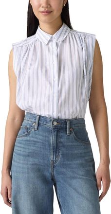 Levi's Gracen Top Womens White Striped Cotton Button Front Blouse PALL97