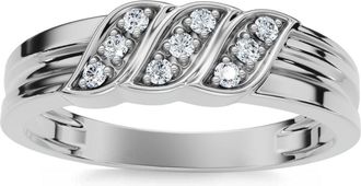 Pompeii3 Mens Diamond Ring 14k Gold Wedding Ring 9-Stone Lab Grown