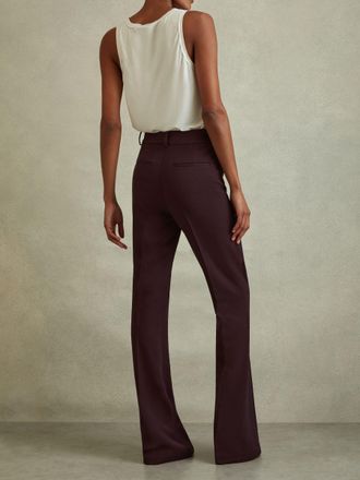 Reiss Gabi Berry Petite Flared Suit Trousers, 10, Burgundy