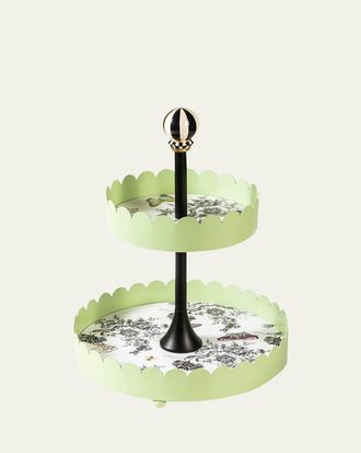 MacKenzie-Childs Butterfly Toile Two Tiered Stand
