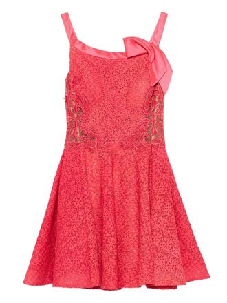 Gemy Maalouf bow-embellished lace dress - women - Polyester - 38 - Red