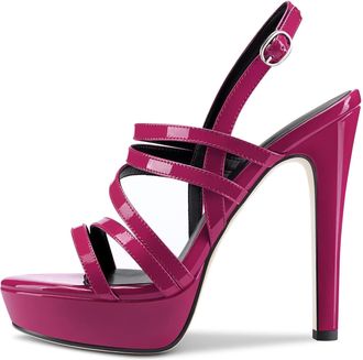 Castamere Women Girl Stiletto High Heel Platform Roman Sandals Ankle Strap Slingback Buckle 13 CM Heels Purple A 6 UK