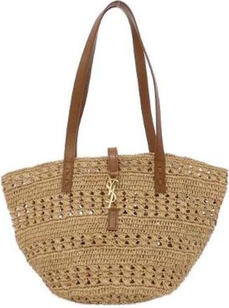 Saint Laurent Pre-owned Panier Small Raffia Shoulder Bag - Dames - Vintage Schoudertas - Beige - ONE Size - Vintage