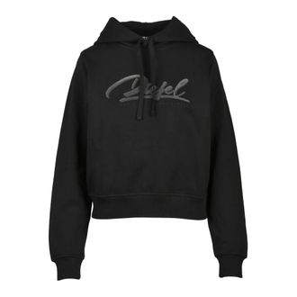Diesel Felpa Corta - Dames - Hoodies - Zwart - M - Katoen - Hoodies & sweatvesten
