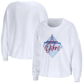 WEAR by Erin Andrews Womens WEAR by Erin Andrews White Houston Oilers Gridiron Classics Domestic Cropped Long Sleeve T-Shirt at Nordstrom, Size Medium