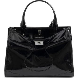 Zadig&Voltaire Jack Patent Leather Shoulder Bag in Black at Nordstrom