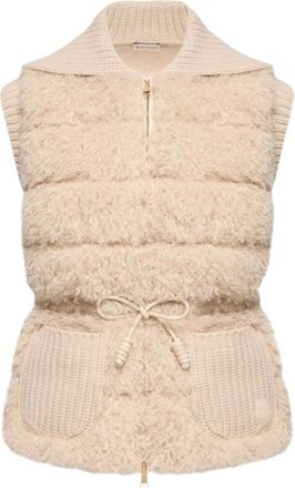 Moncler Quilted Vest - female - Moncler - Waistcoats - Beige - M - Jackets