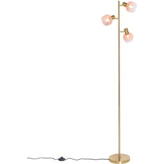 QAZQA Smart Floor Lamp Gold with Pink Glass 3-Lights incl. 3 Wifi P45 - Vidro