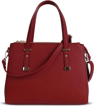 Generic Womens Faux Leather Top Handle Large Shoulder Tote Fashion Zip Hand Bag (Wine)