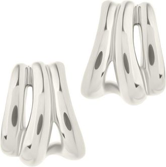 Sterling Forever Silver Triple Row Beatrix Statement Hoop Earrings
