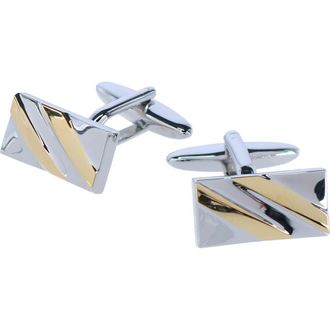 Trafalgar Store Rhodium and Gold Detailed Cufflinks in Silver And Gold at Nordstrom