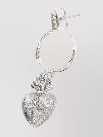 Emanuele Bicocchi sacred heart hoop earring cross detail