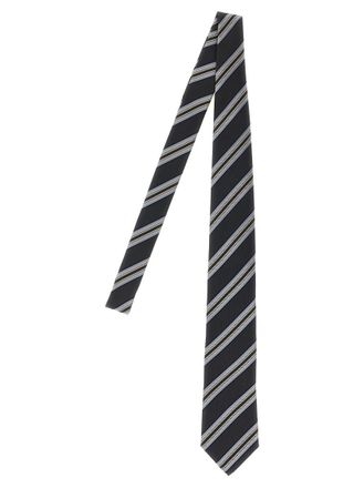 Brunello Cucinelli Dark Grey Operated Stripe Tie