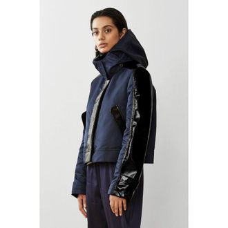Caalo Water-Resistant Cropped Raincoat in Navy /Black at Nordstrom, Size Medium