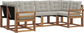 vidaXL Conjunto De Sof&aacute;s De Exterior 6 Uds. Natural Y Gris Claro Vidaxl
