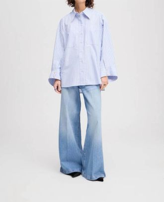 Munthe Lynne Stripe Buttons Shirt In Light Blue