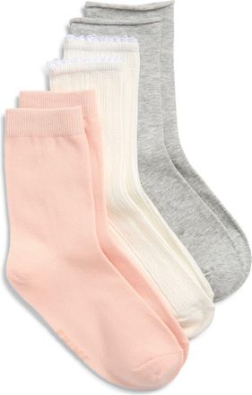 SKIMS Assorted 3-Pack Textured Crew Socks in Marble Primrose Multi at Nordstrom, Size Medium