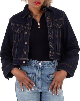 Victoria Beckham Cropped Denim Jacket, Brand Size 4 (US Size 0)