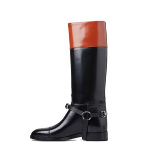 Gucci (WMNS) Gucci Knee-high Boot With Harness Black Brown 674670-DS8J0-1079