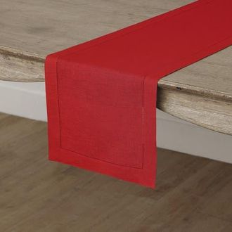 Solino Home Linen Table Runner for Dining Table, Holiday and Everyday Table Decor - Classic Hemstitch in Red at Nordstrom, Size Xx-Large