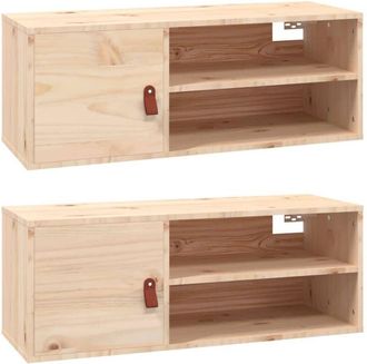 vidaXL Wall Cabinets 2 pcs 80x30x30 cm Solid Wood Pine Vidaxl