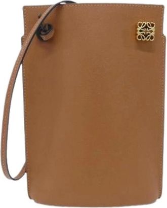 Loewe Pre-owned Cross Body Bags, male, Brown, Size: ONE SIZE Pre-owned Dice Pocket Calf Shoulder Bag