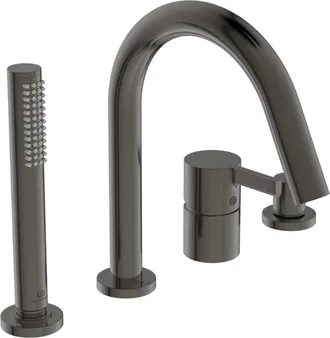 Ideal Mezclador De Ba&ntilde;era De Sobremesa Con 4 Orificios Joy Con Ca&ntilde;o Magn&eacute;tico Gris Con Ducha De Mano Y Desviador Standard
