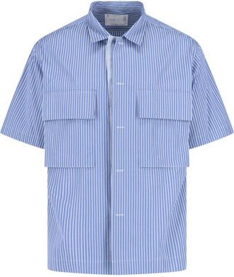 sacai Blue Striped Cotton Poplin Shirt