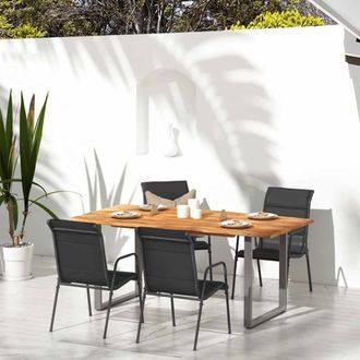 vidaXL Sillas De Jard&iacute;n 4 Unidades Acero Y Textilene Negro Vidaxl