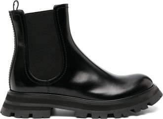 Alexander McQueen Black 45MM Chelsea Leather Boots