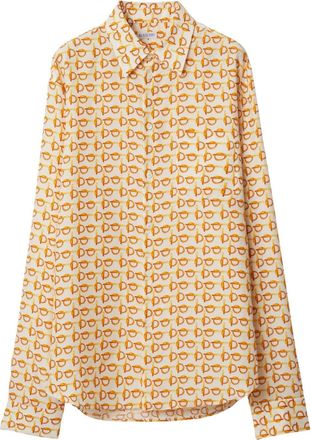 Burberry B silk shirt - women - Mother of Pearl/Silk - 10 - Orange
