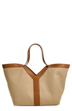 Saint Laurent Canvas Y Tote in Desert Dust/Brick at Nordstrom