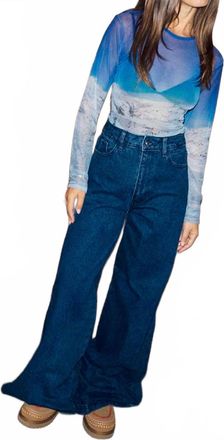 Never Fully Dressed Ski Slopes Mesh Long Sleeve Top In Blue