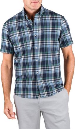 Tailor Vintage Plaid Short Sleeve Button-Down Shirt in Oceanview Plaid at Nordstrom Rack, Size X-Large