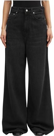 Ganni Jeans, Dames, Zwart, W29, Denim, Soft Rigid Denim Baggy Jeans