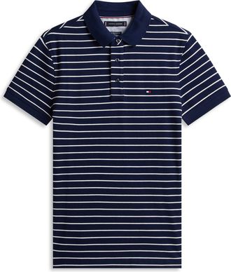 Tommy Hilfiger Poloshirt TOMMY HILFIGER 1985 SLIM POLO, Herren, Gr. XL, carbon navy, ivory petal, Piqu&eacute;, Obermaterial: 96% Baumwolle, 4% Elasthan, Shirts Poloshirt, 