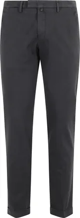 BRIGLIA 1949 Anthracite Gray Flat-Front Cuffed Cotton Straight-Leg Pants