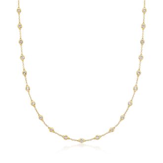 Ross-Simons Bezel-Set Diamond Station Necklace in 14kt Yellow Gold