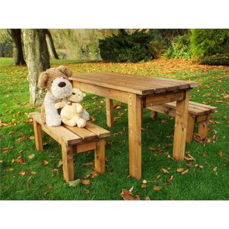 Charles Taylor Trading Charles Taylor - Little Fellas Wooden Dining Table & 2 x Garden Bench Set Kids