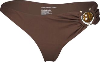 CHRISTOPHER ESBER Mineral Stone Side Ruched High Brief - Dames - Bikinis - Bruin - XS - Katoen - Badmode