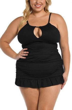 La Blanca Island Goddess Keyhole Tankini Swim Top in Black at Nordstrom Rack, Size 16W