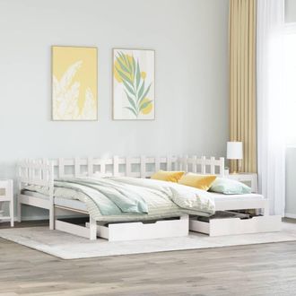 Berkfield Home Daybed with Trundle & Drawers without Mattress White 90x200 cm