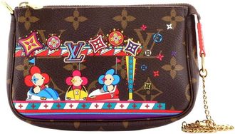 Louis Vuitton Brown Limited Edition Vivienne Xmas Monogram Canvas Pochette Accessoires Mini