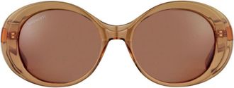 Serengeti Eyewear Bacall Translucent Brown Oversized Sunglasses with Rounded Lenses