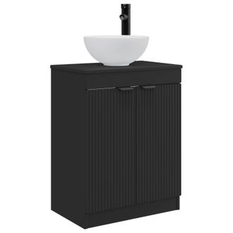 vidaXL Vanidad De Ba&ntilde;o Con Lavabo Negro 54 X 35 X 83 Cm Vidaxl